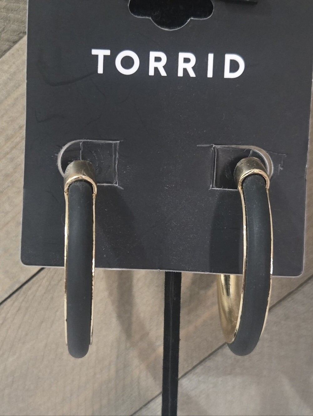 Torrid Black and Gold Hoop Earrings